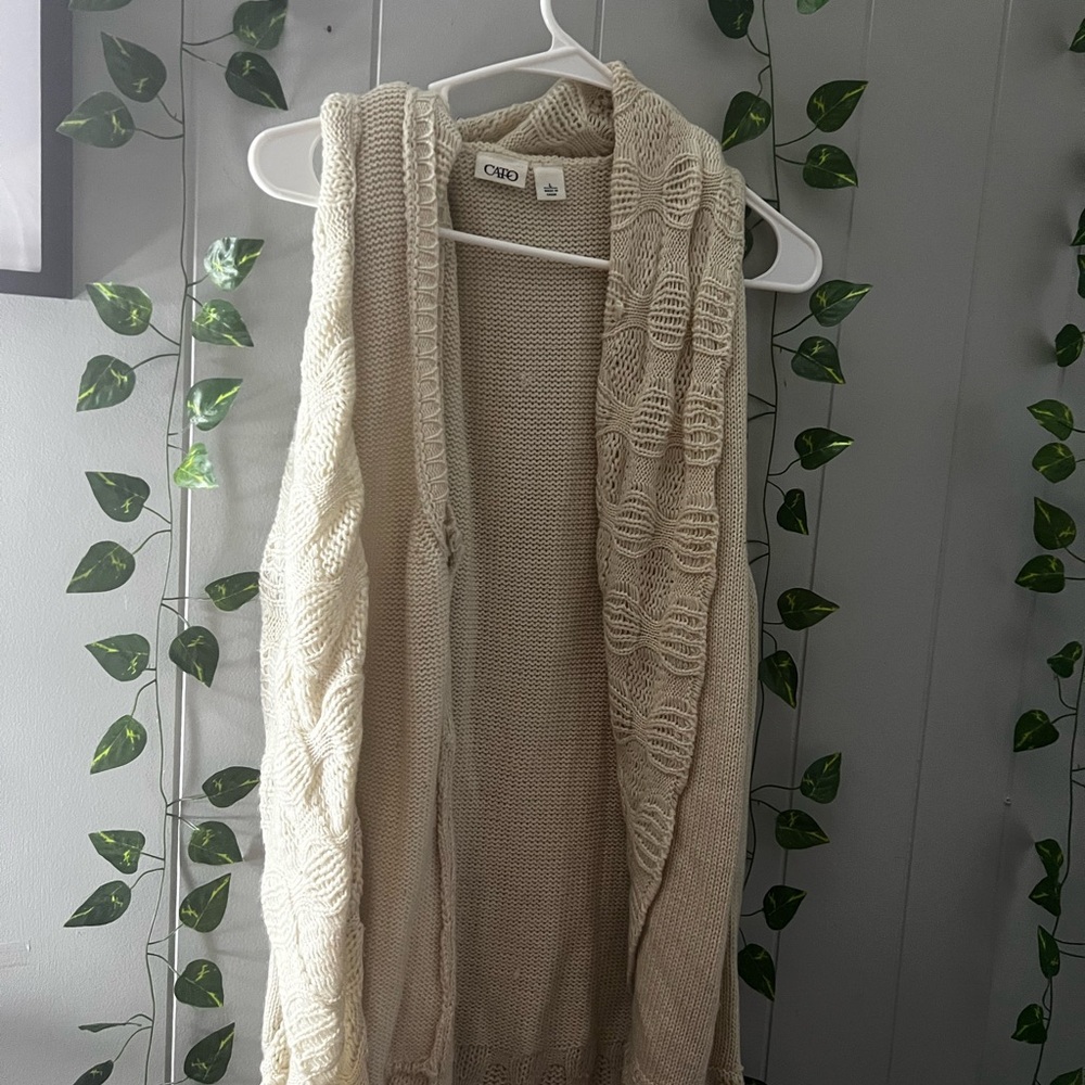 Chadwicks Cream Open-Front Sweater Vest